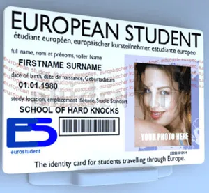 European student card, French wording