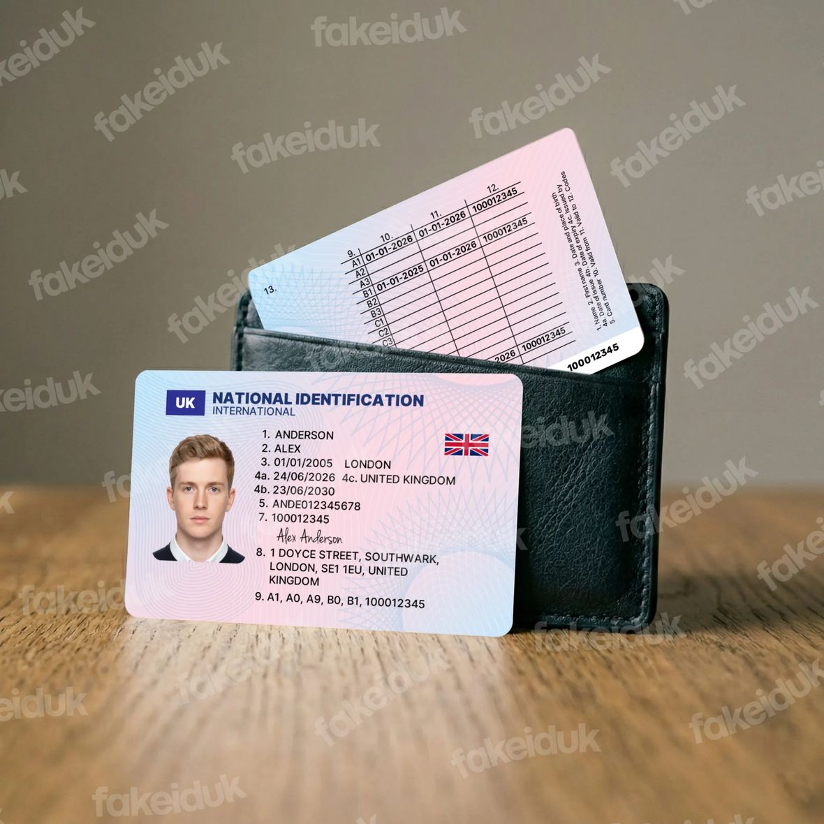 Classic UK Drivers License — holographic overlay.