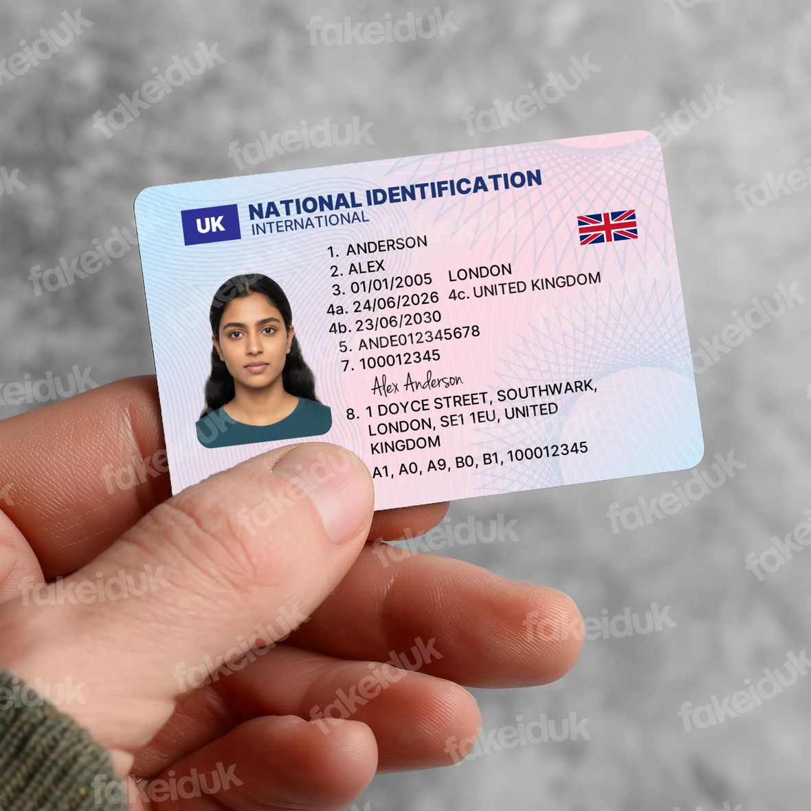 Classic UK Drivers License — angled view.