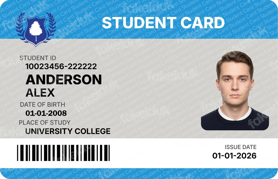 Universal Student Card — front view.