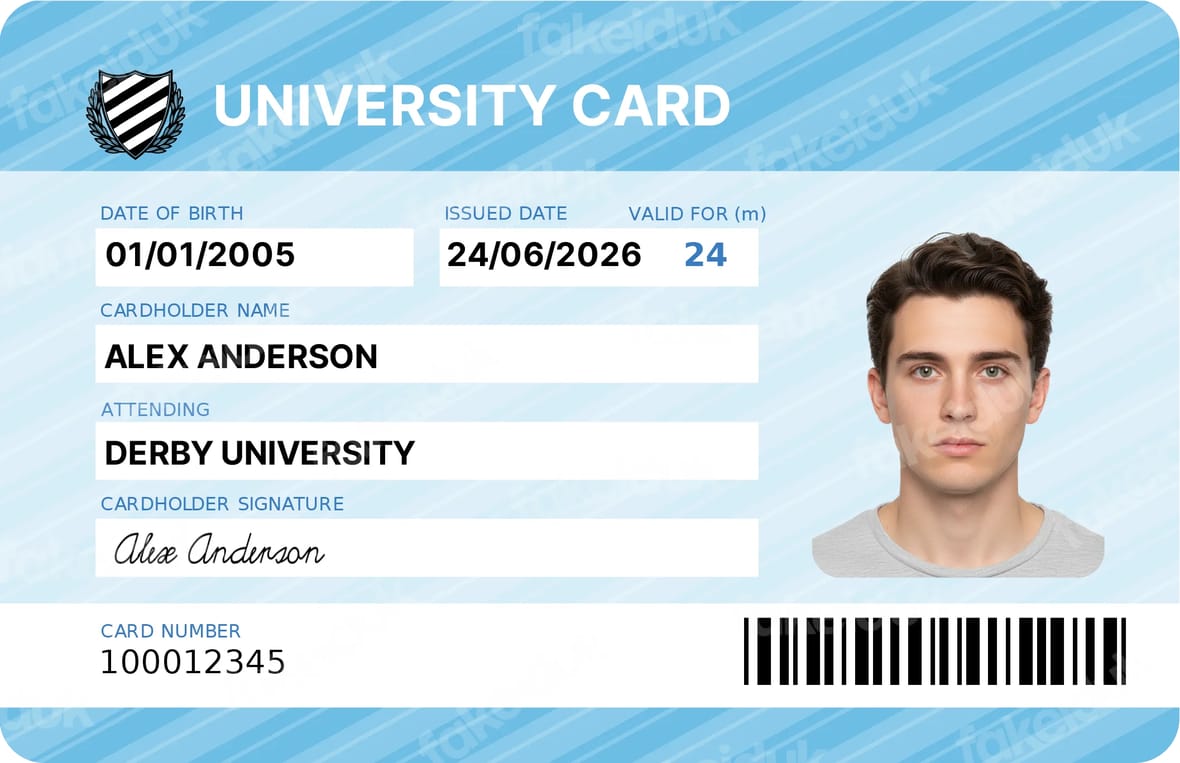 University Card — front view.