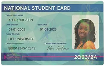 National Student Card — close-up.