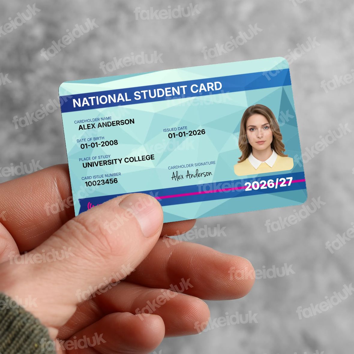 National Student Card — reverse side.