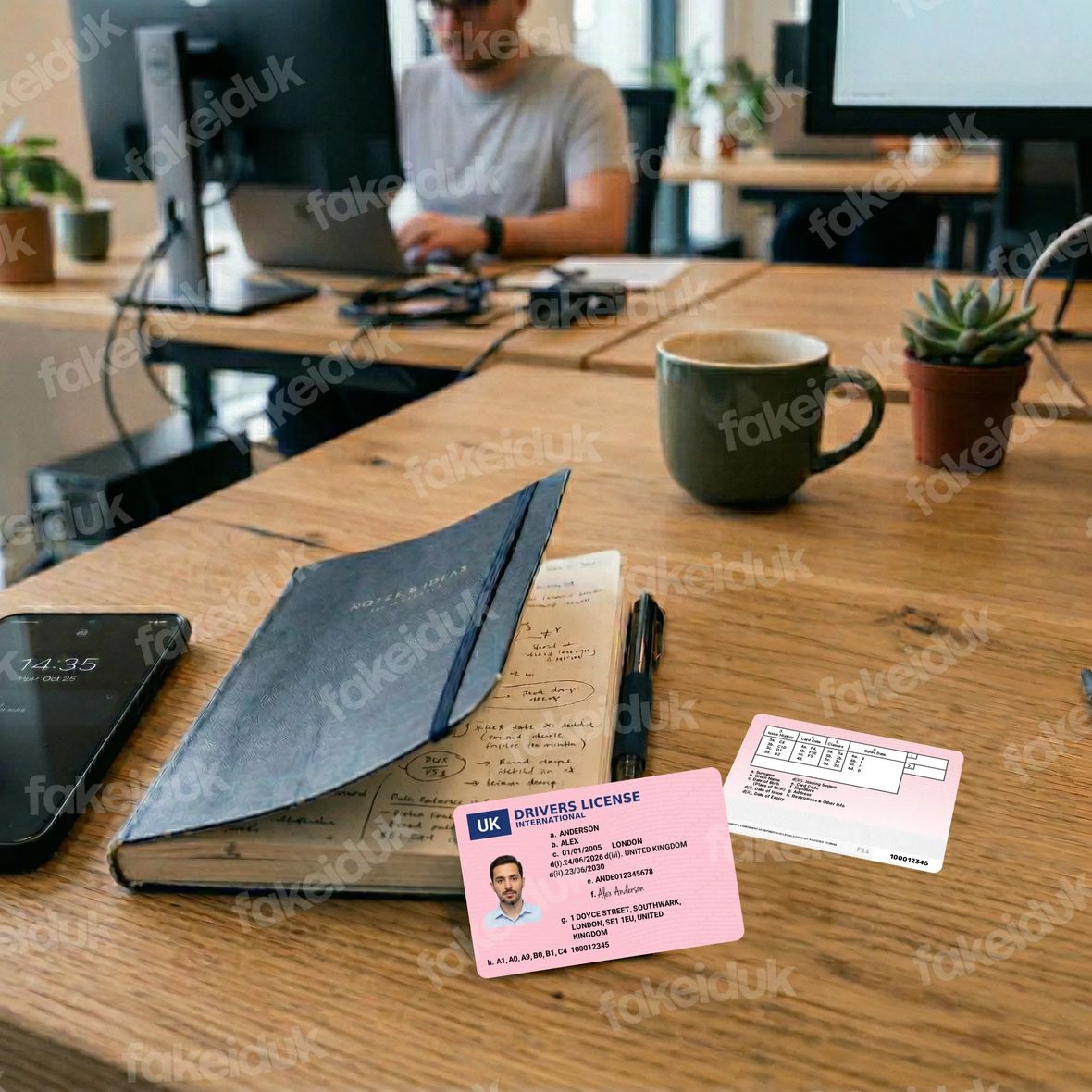 UK Driver’s License Pink Style Card — UV features.