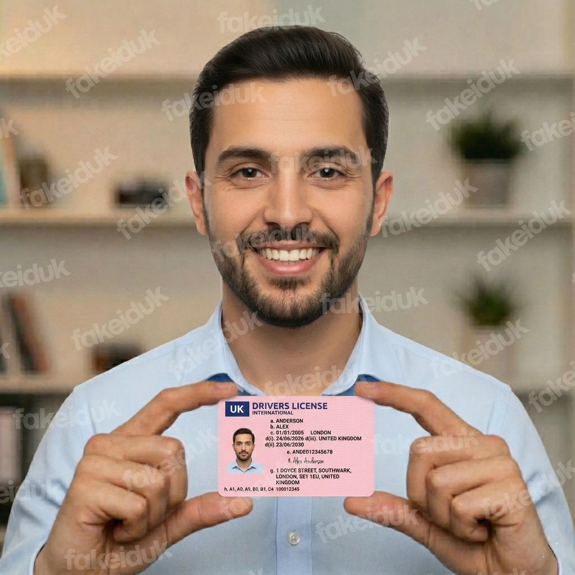 UK Driver’s License Pink Style Card — close-up.