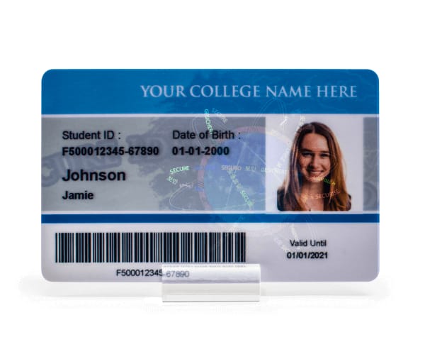 Customisable College Card — reverse side.