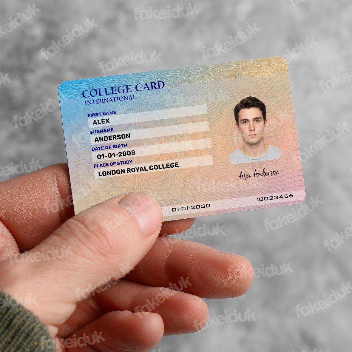 International College Card — reverse side.