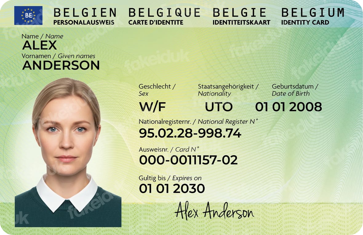 Belgium Identity Card — front view.